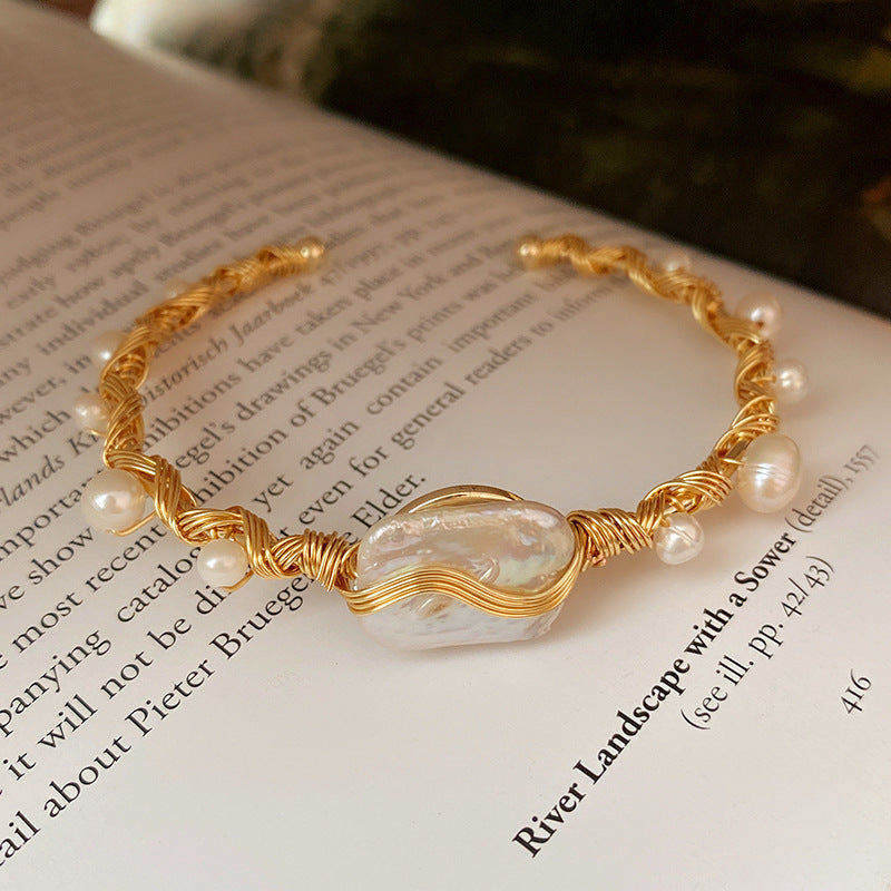 Stylish Gold Plated Freshwater Pearl Bracelet 6W6JBR714