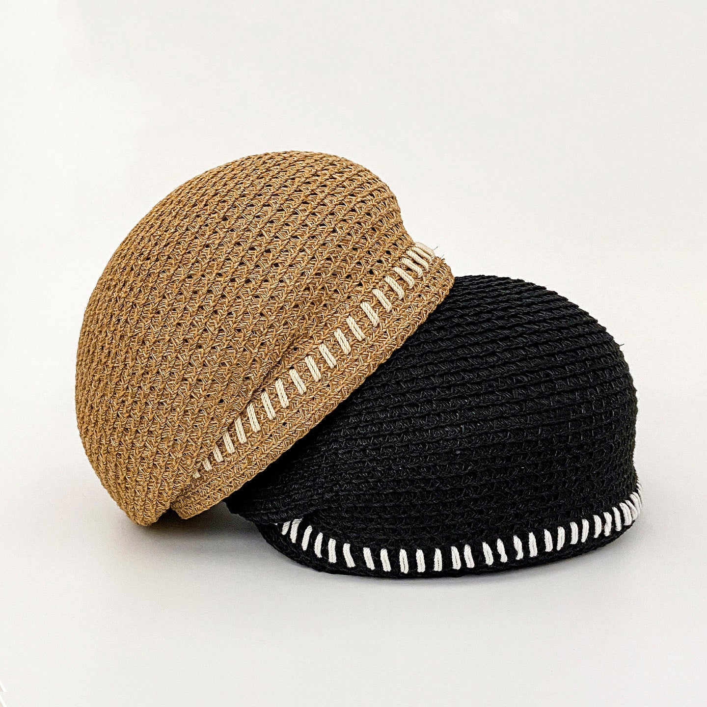 Elegant Artist Crochet Breathable Straw Beret Hat MK2CK6W6HAT63