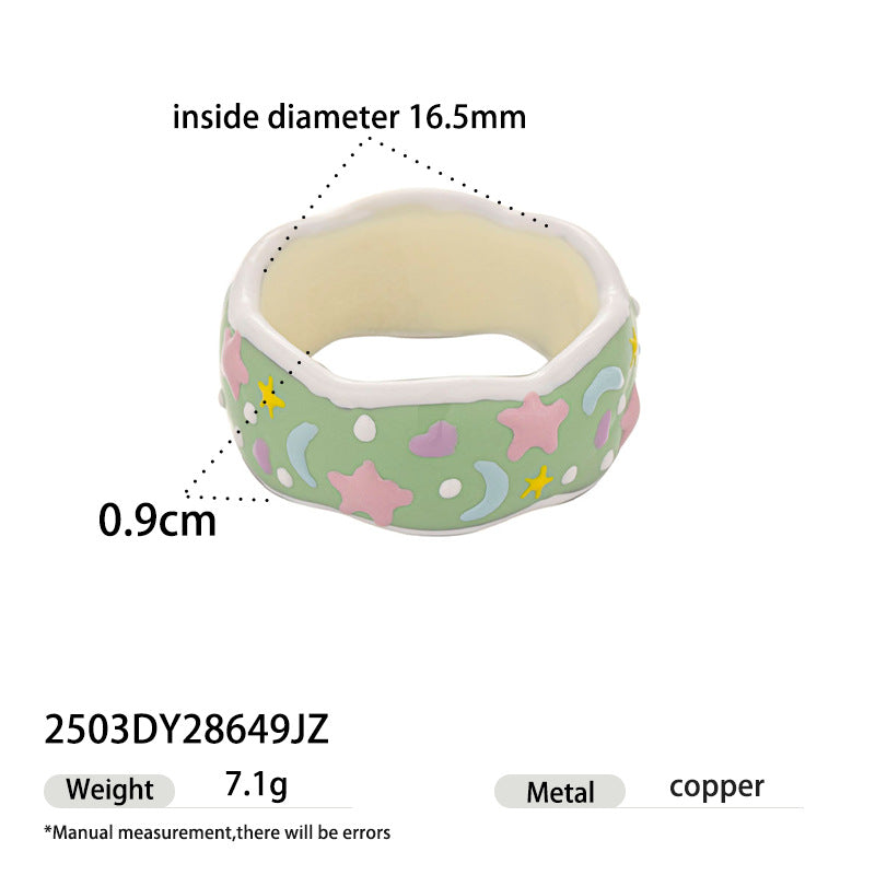 Apple Pattern Enamel Ring - DippedShop Wholesale - #1779