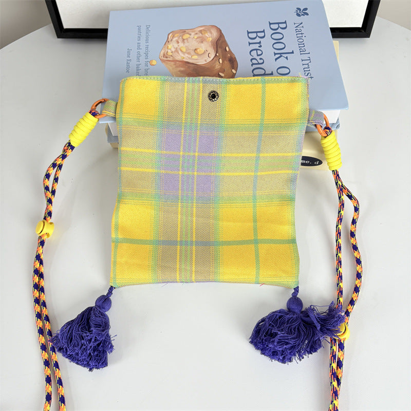 Simple Color Block Plaid Tassel - DippedShop Wholesale - #3411