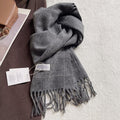 Vintgae Plaid Cashmere-Feel Taseel Warm Scarf 6W6NSC66