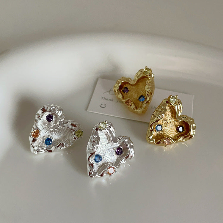 Geometric Heart Stud Earrings - DippedShop Wholesale - #4483