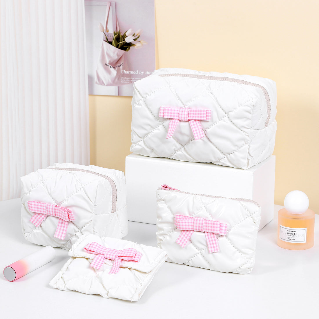 Candy Color Bow Decor Makeup Bag DPB2510