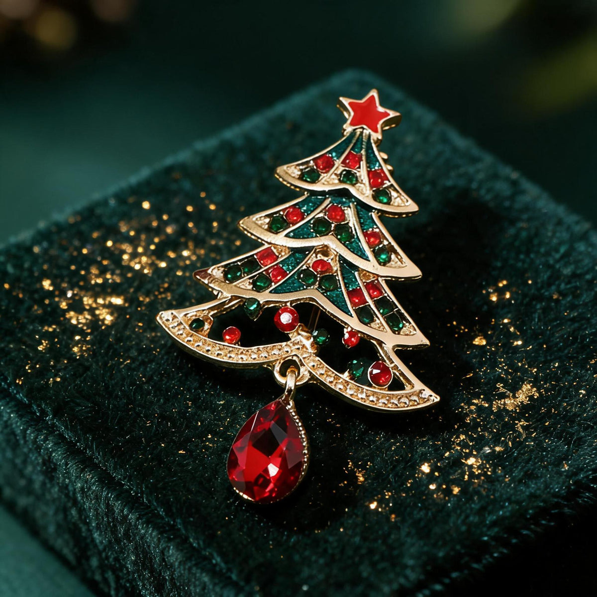 Rhinestone Christmas Tree Brooch - DippedShop Wholesale - #3155