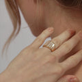 Trendy Chunky Gold Plated Geometric Shell Ring 8ZA6JRG137L