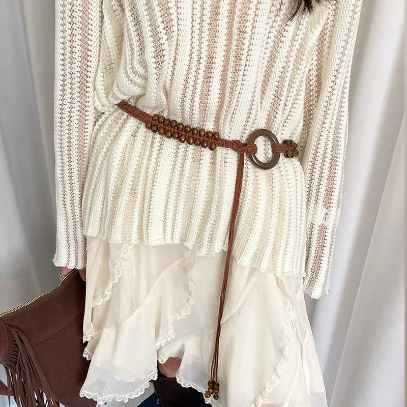 Boho Style Rope Braided Tassel Waist Belt 6W6JBT139