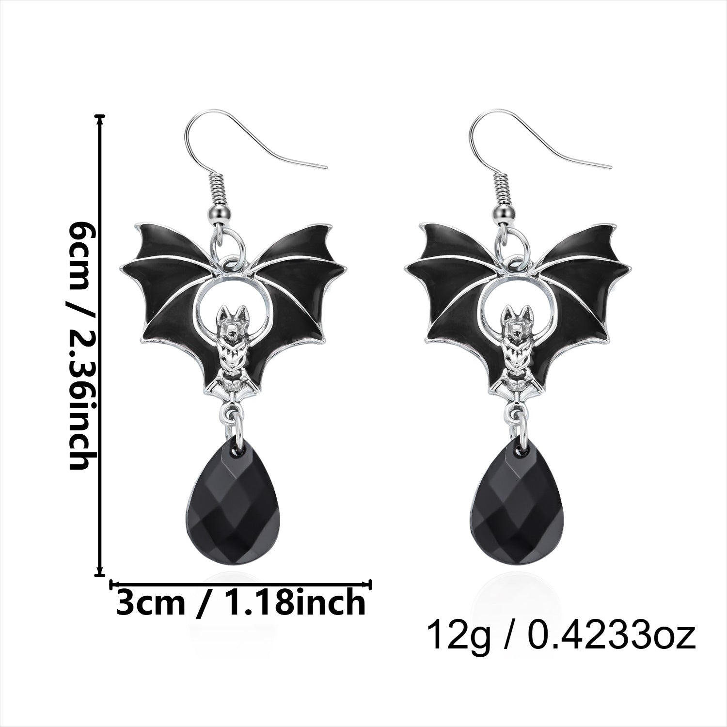 Halloween Red Crystal Bat Dangle Earrings 6W6JER549