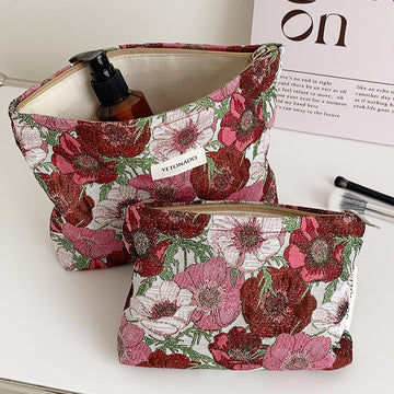 Elegant Color Block Floral Makeup Bag DP25C582