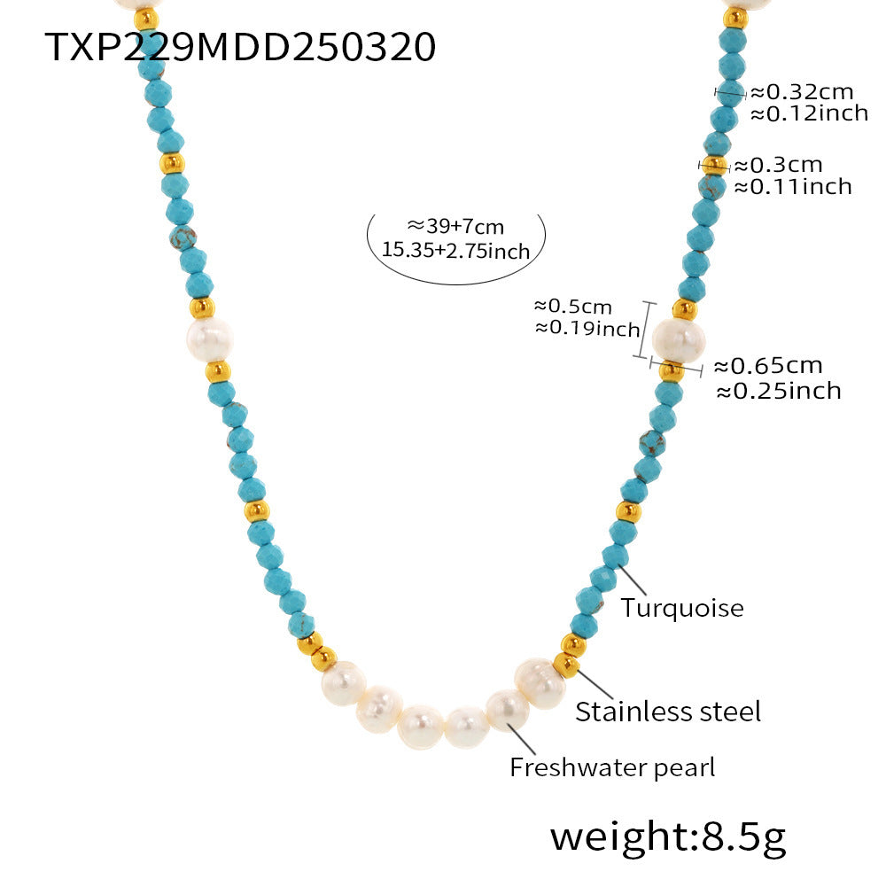 Pearl Beaded Chain Necklace - DippedShop Wholesale - #3251