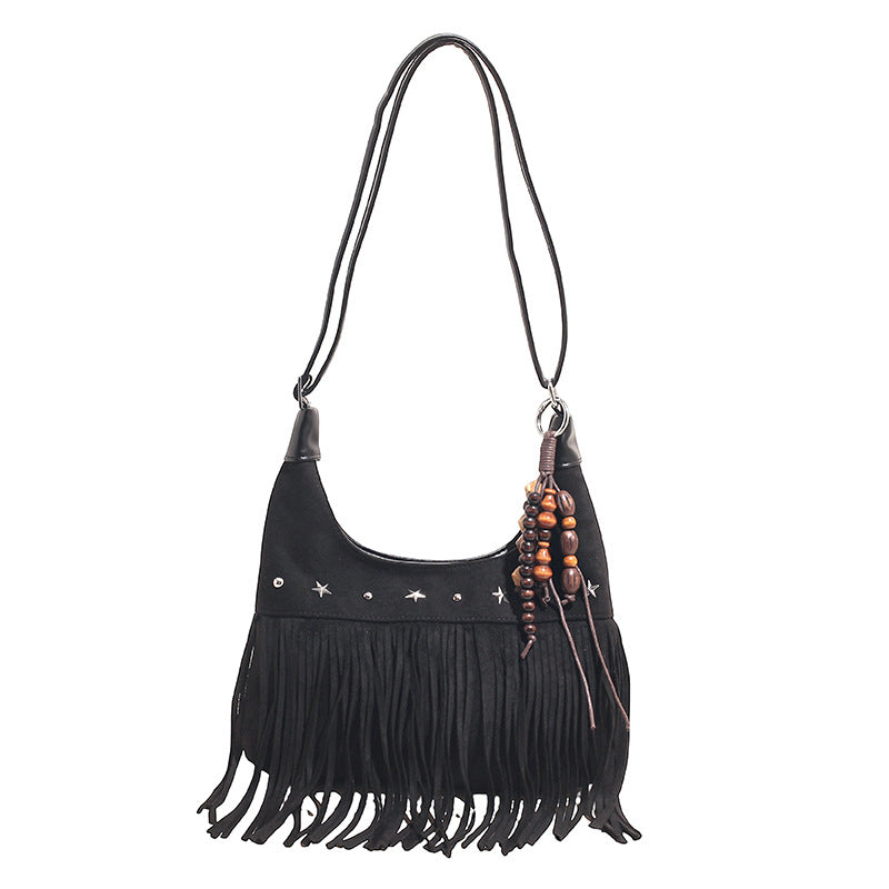 Boho Fringe Hobo Large Capacity Shoulder Bag 6W10BBG2351