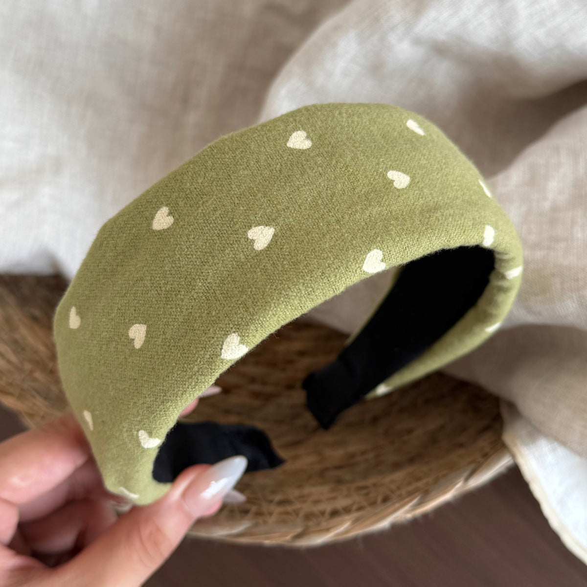 Heart Print Wide Headband - DippedShop Wholesale - #3699