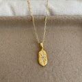 Trendy Oval Pendant Gold Plated Chain Necklace 6W6JNC386L
