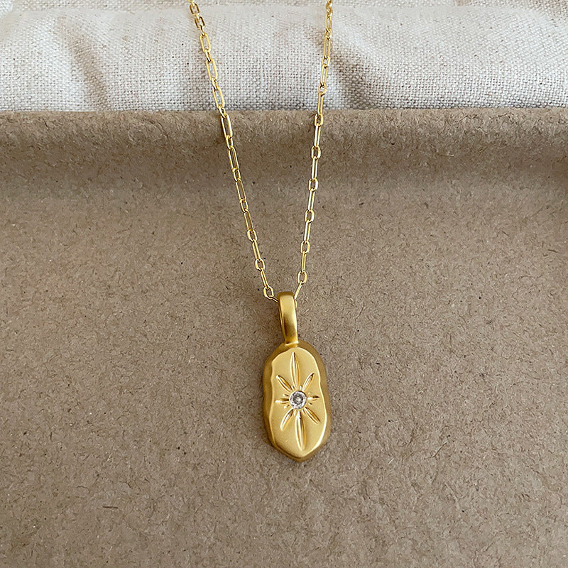 Trendy Oval Pendant Gold Plated Chain Necklace 6W6JNC386L