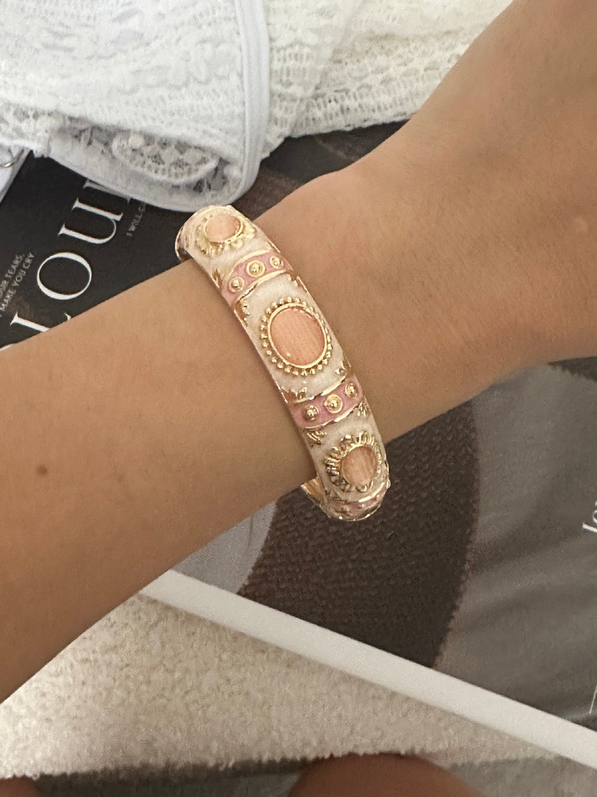 Chunky Colorful Enamel Gold Plated Bangle Bracelet 6W6JBR608