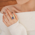 Chunky Two Tone Enamel Teardrop Open Ring 6W6JRG363