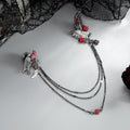 Dark Gothic Feather Rose Red Crystal Brooch 6W6JPB65