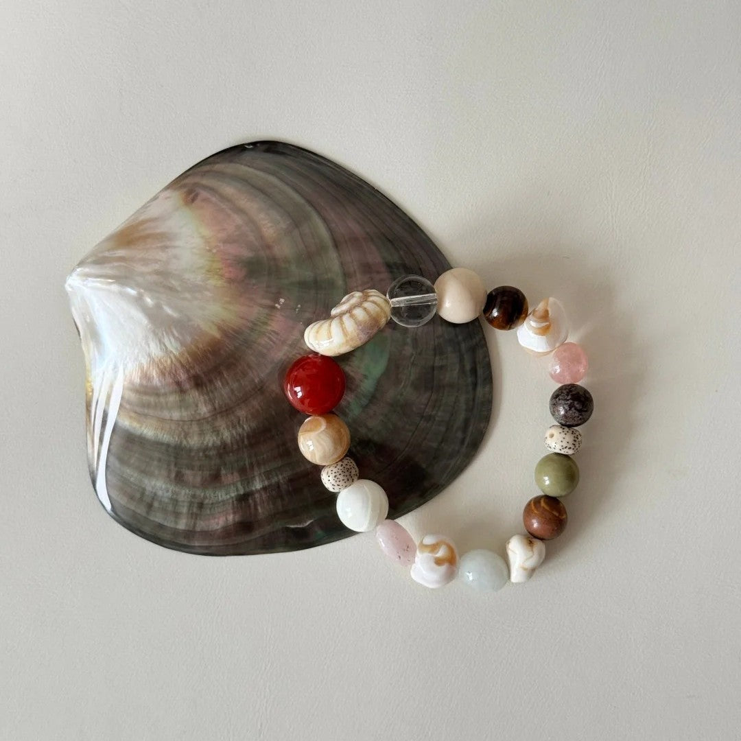 Boho Natural Stone Seashell Bead Bracelet 6W6JBR469