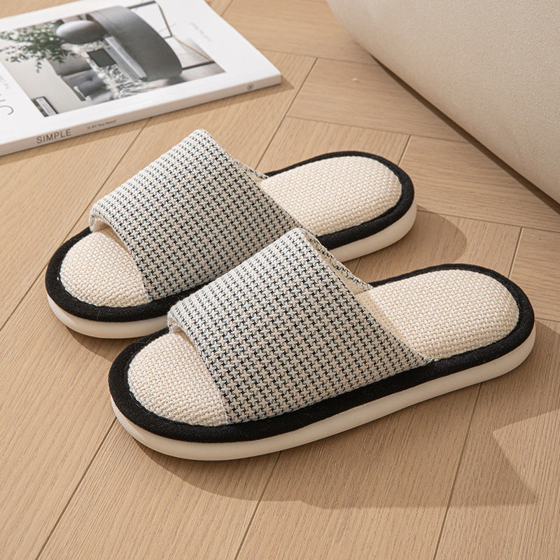 Linen Open Toe House Slippers - DippedShop Wholesale - #8643