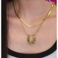 Minimalist Double Layer Sunflower Pendant Necklaces 6W6JNC650