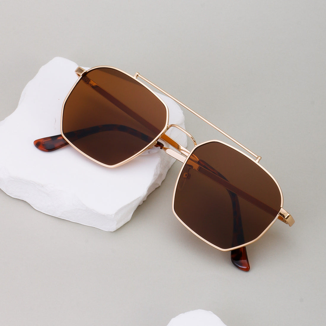 Vintage Double Bridge Square Metal Sunglasses DP25D957