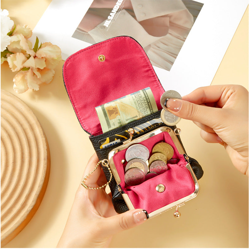 Dual Compartment Kiss Lock Short Wallet 6W10BWB307