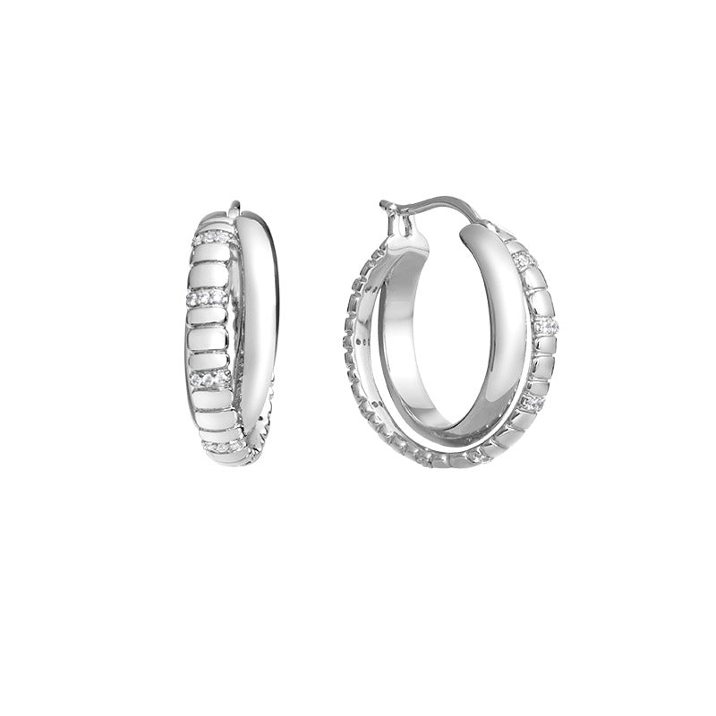 Elegant Double Layer Snake-bone Hoop Earrings 6W6JER583