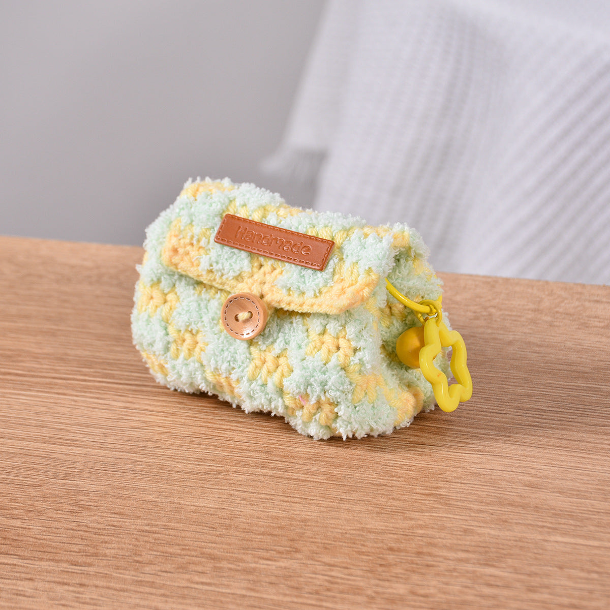 Cute Crochet Color Block Mini Coin Earbud Case 6S10BWB112