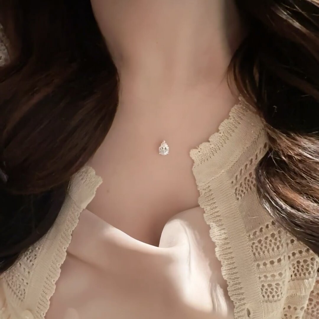 Minimalist Teardrop Cubic Zirconia Choker Necklace 6W6JNC395L