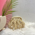 Vintage Pearl Hand Made Straw Handbag 8CW6BBG512T