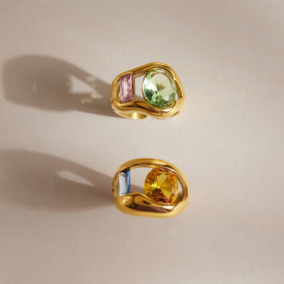 Gold Plated Zircon Open Ring - DippedShop Wholesale - #2307