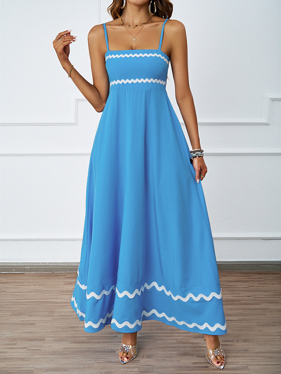 Ruffle Sleeveless Spaghetti Maxi Dress DP25B523