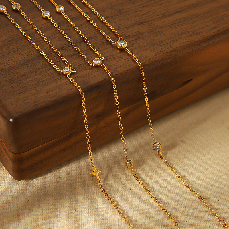 Stylish Gold Plated Zirconia Cross Anklets 8ZA6JAB29L