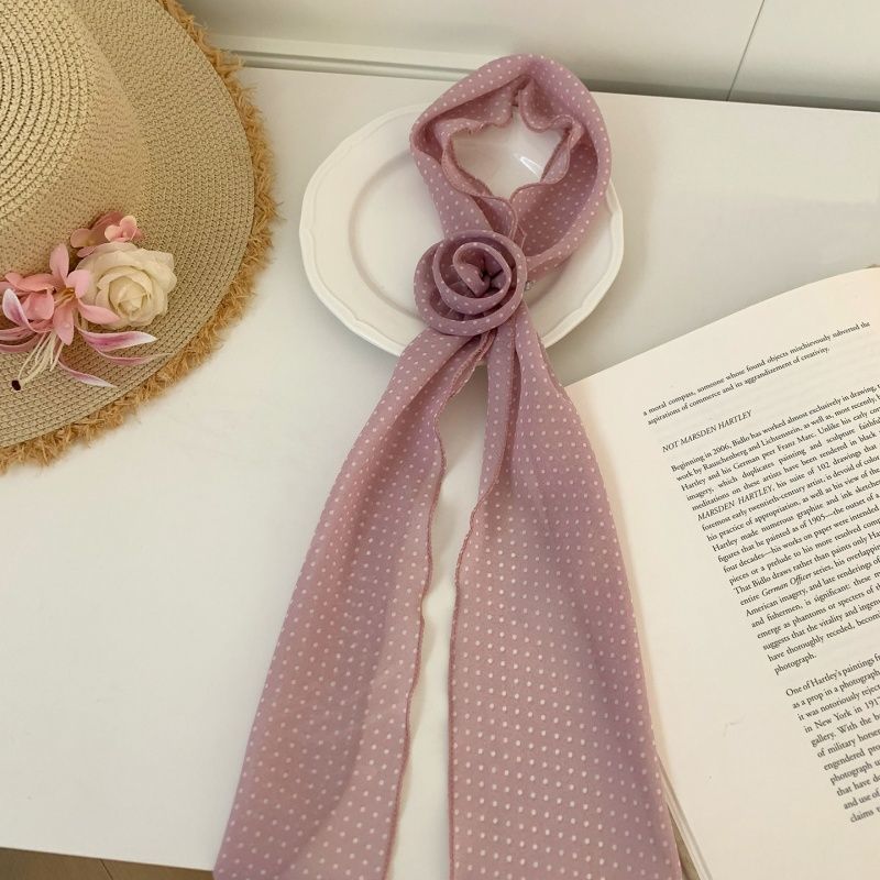 Sweet Plaid Print Floral Silk Scarf 6W6NSI191