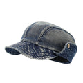 Retro Distressed Rolled Brim Denim Baseball Cap 6W6HAT585
