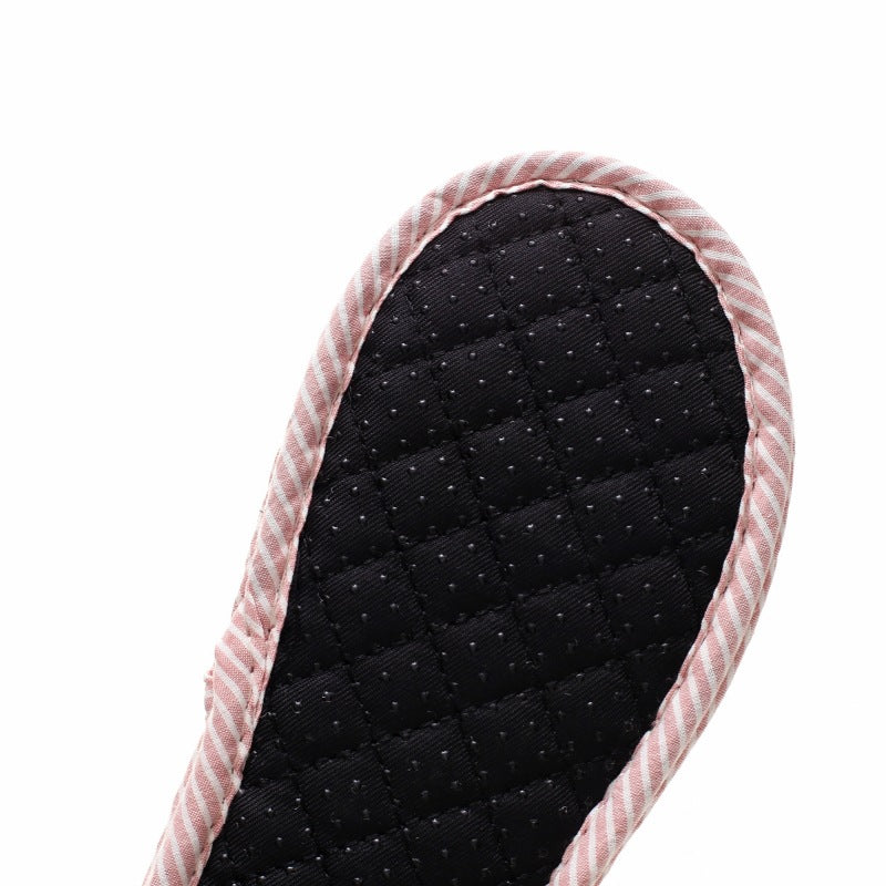 Striped Bow Embroidered Slippers - DippedShop Wholesale - #0675