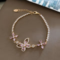 Vintage Butterfly Charm Cubic Zirconia Chain Bracelet 6W6JBR495