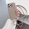 Solid Color Faux Leather Crossbody Wallet iPhone Case 6Z13HPC200