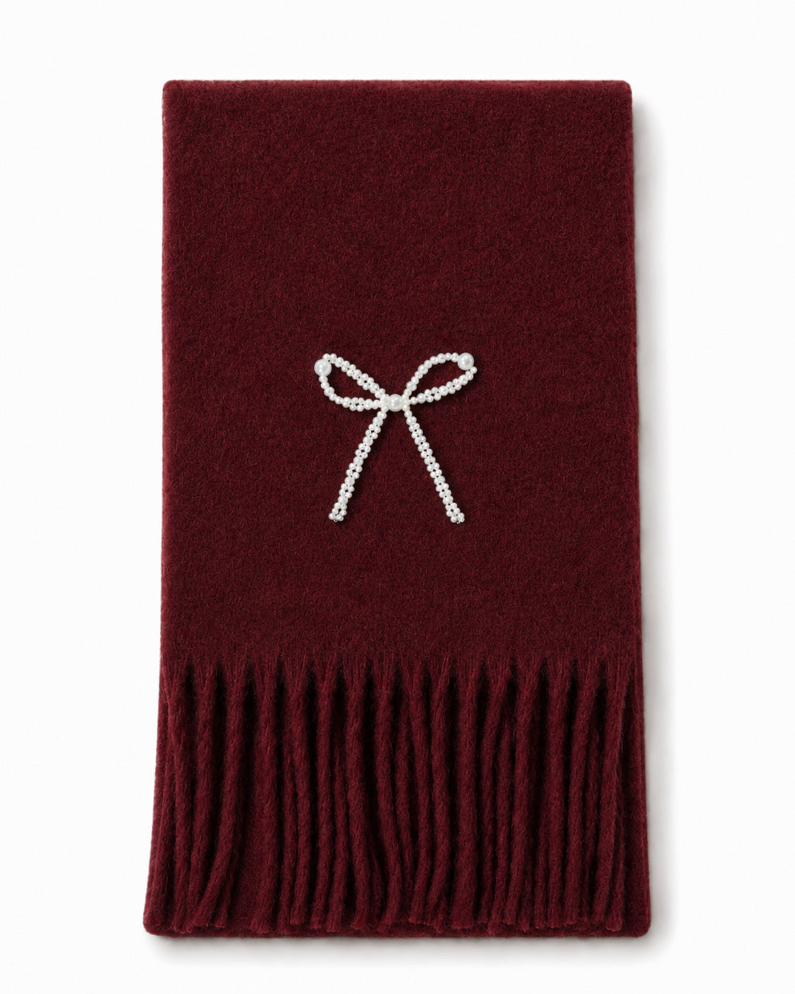 Elegant Pearl Bowknot Warm Tassel Scarf 6W6NSC128