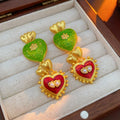 Vintage Gold Plated Enamel Heart Chain Bracelet 6W6JBR706