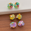 Dopamine Multi-Color Beaded Flower Stud Earrings 6W6JER601