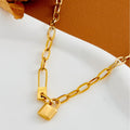 Vintage Gold Plated Lock Pendant Choker Necklace 6W6JNC618