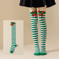 Christmas Bow Pom Pom Thigh High Socks 6W8FSO914