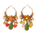 Bohemian Flower Bead Hoop Earrings - DippedShop Wholesale - #7507