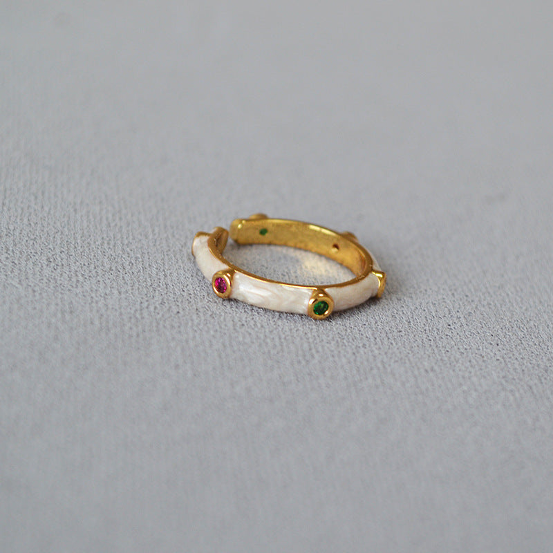 Boho Enamel Zircon Open Ring - DippedShop Wholesale - #8387