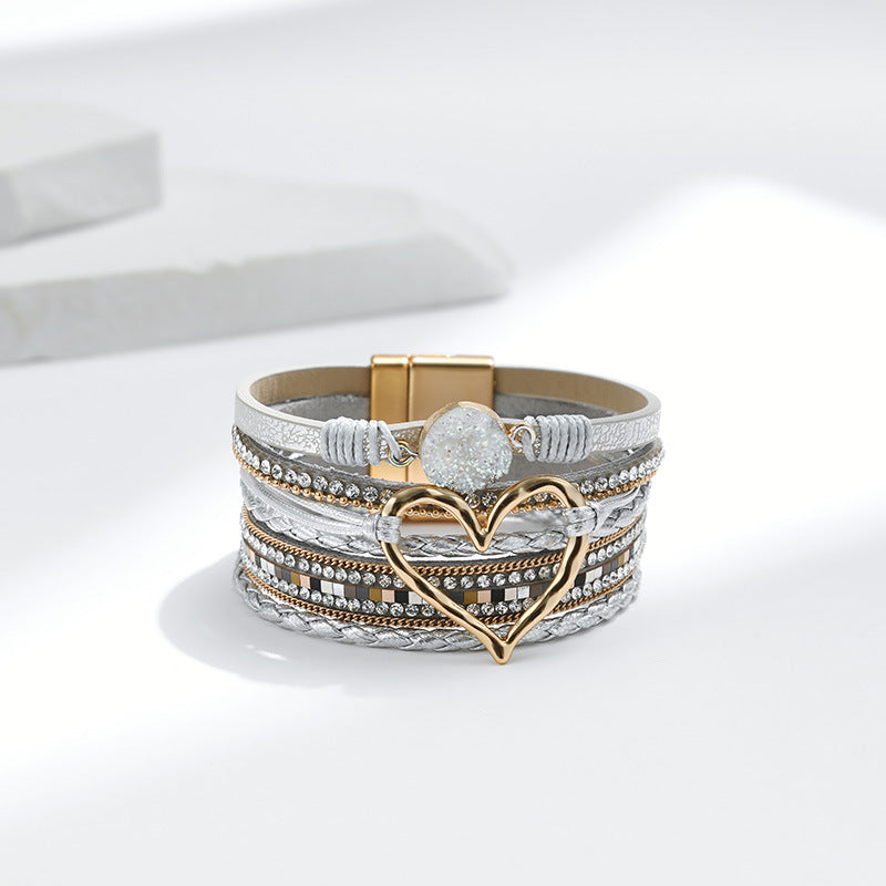 Rhinestone Bohemian Layered Love Bracelet DP25B588