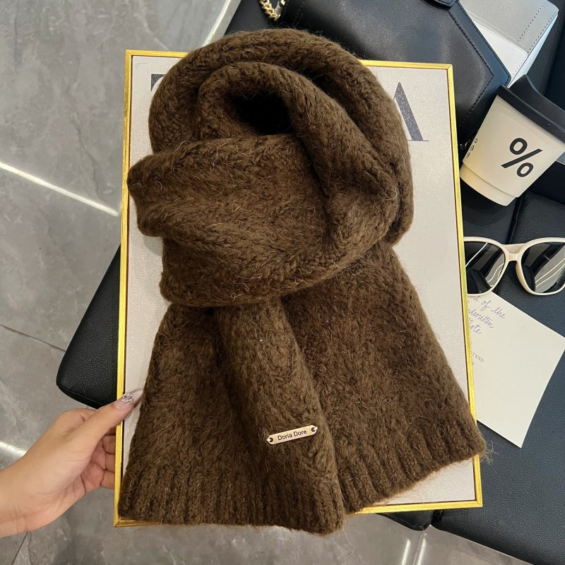 Minimalist Solid Color Knit Wool Scarf 6W6NSW303