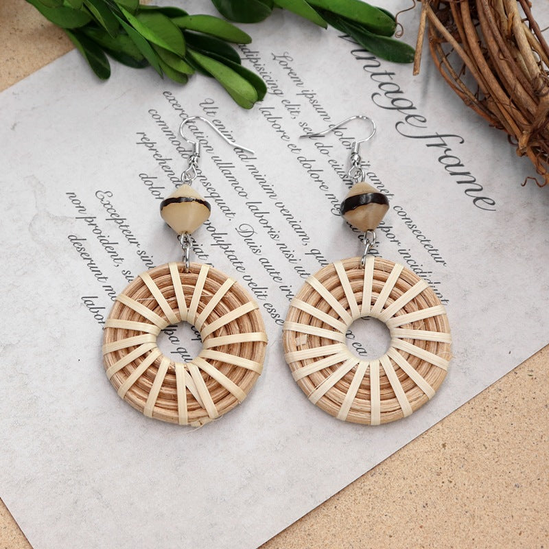Vintage Rattan Dangle Earrings - DippedShop Wholesale - #8083
