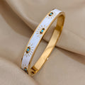 Minimalist Gold Plated Enamel Evil Eye Bangle Bracelet 6W6JBR613