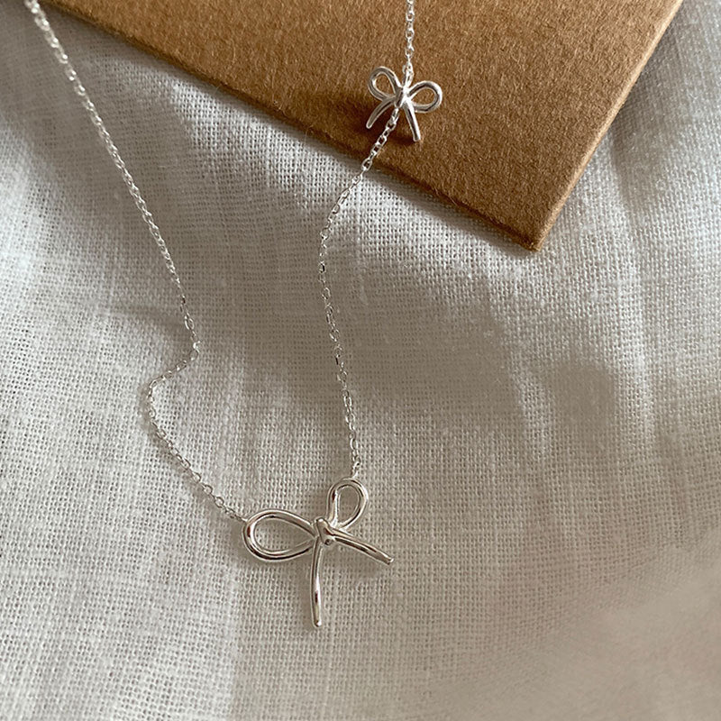 Minimalist Bow Knot Pendant Chain Necklace 6W6JNC435