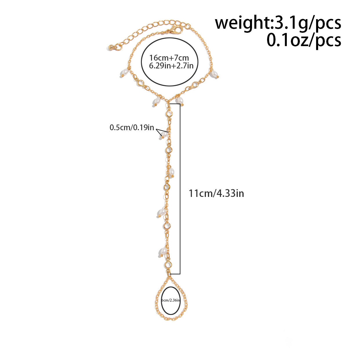 Crystal Hand Chain Bracelet - DippedShop Wholesale - #8467